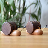 Wood Mug Coaster Heat Insulation Cute Snail Shape 5pcs Wooden Round Coasters with Magnet - Front View