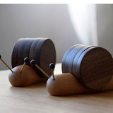 Wood Mug Coaster Heat Insulation Cute Snail Shape 5pcs Wooden Round Coasters with Magnet - Low Angle