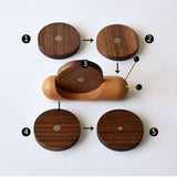 Wood Mug Coaster Heat Insulation Cute Snail Shape 5pcs Wooden Round Coasters with Magnet - Extra Image