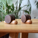 Wood Mug Coaster Heat Insulation Cute Snail Shape 5pcs Wooden Round Coasters with Magnet - Extra Image