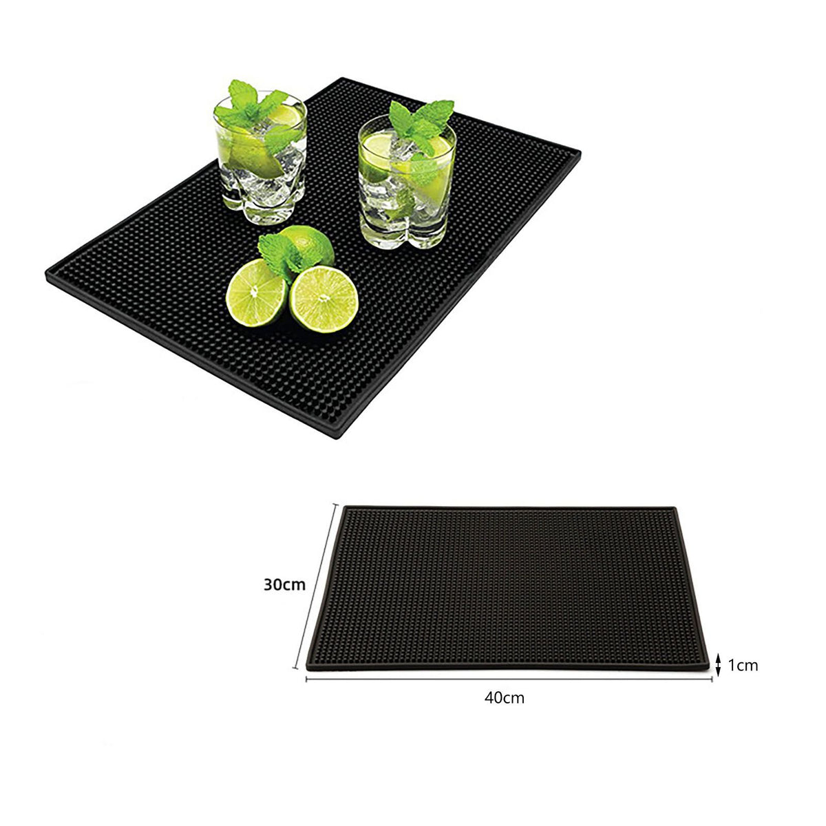 Bar Mat PVC Heat Insulation Drain Pad Black Bar Countertop Spill Mat for Bar Kitchen Restaurant Hotel