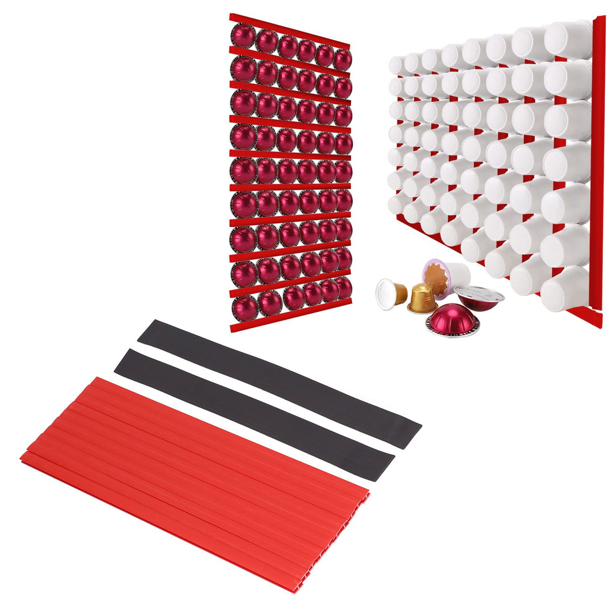 Red Wall Mounted Coffee Pod Holder Home Kitchen Under Cabinet Coffee Capsule Storage Rack Organizer Magnetic Attraction