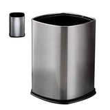 12L Rectangular Trash Can Lidless Living Room Kitchen Office Stainless Steel Dustbin Trash Can