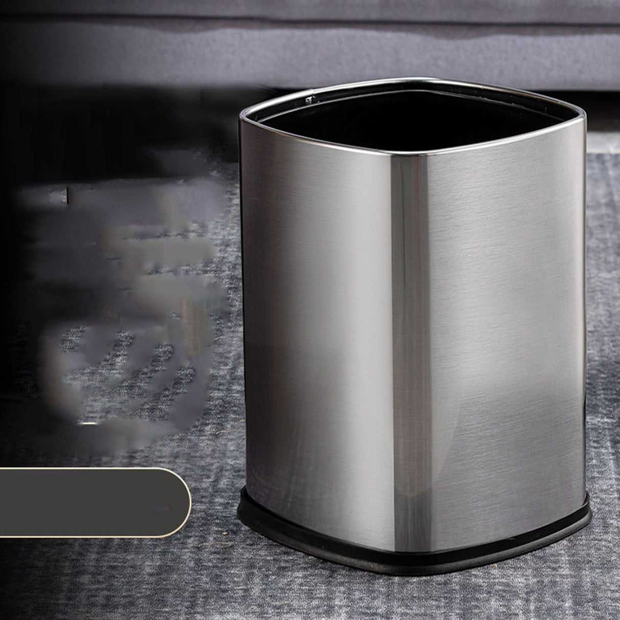 12L Rectangular Trash Can Lidless Living Room Kitchen Office Stainless Steel Dustbin Trash Can