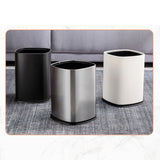 12L Rectangular Trash Can Lidless Living Room Kitchen Office Stainless Steel Dustbin Trash Can - Extra Image