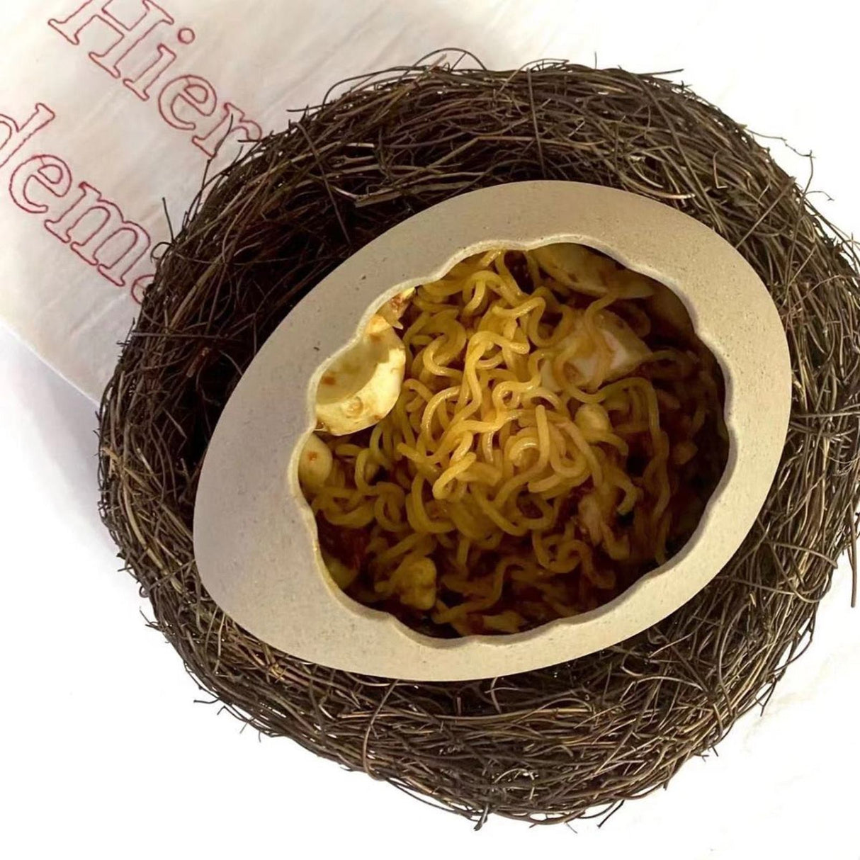 Egg Shell Bowl Ceramic Lifelike Decorative Toxic Free Noodle Dessert Bowl for Home Restaurant