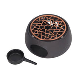 Teapot Warmer Base Ceramic Candle Heater Tea Coffee Milk Light Warmer with Purple Iron Pad for Home Black A Pad