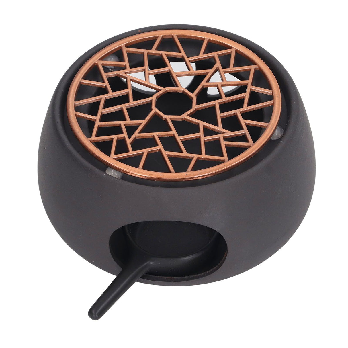 Teapot Warmer Base Ceramic Candle Heater Tea Coffee Milk Light Warmer with Purple Iron Pad for Home Black A Pad