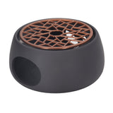 Teapot Warmer Base Ceramic Candle Heater Tea Coffee Milk Light Warmer with Purple Iron Pad for Home Black A Pad