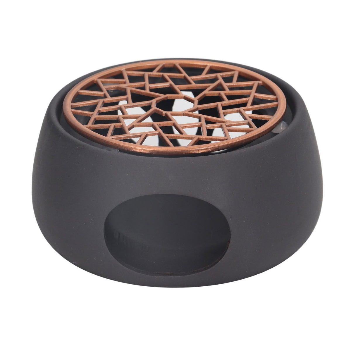Teapot Warmer Base Ceramic Candle Heater Tea Coffee Milk Light Warmer with Purple Iron Pad for Home Black A Pad