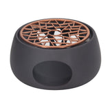 Teapot Warmer Base Ceramic Candle Heater Tea Coffee Milk Light Warmer with Purple Iron Pad for Home Black A Pad