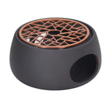 Teapot Warmer Base Ceramic Candle Heater Tea Coffee Milk Light Warmer with Purple Iron Pad for Home Black A Pad