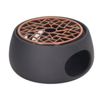 Teapot Warmer Base Ceramic Candle Heater Tea Coffee Milk Light Warmer with Purple Iron Pad for Home Black A Pad