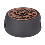 Teapot Warmer Base Ceramic Candle Heater Tea Coffee Milk Light Warmer with Purple Iron Pad for Home Black A Pad - Close-Up Angle