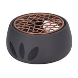 Teapot Warmer Base Ceramic Candle Heater Tea Coffee Milk Light Warmer with Purple Iron Pad for Home Black A Pad