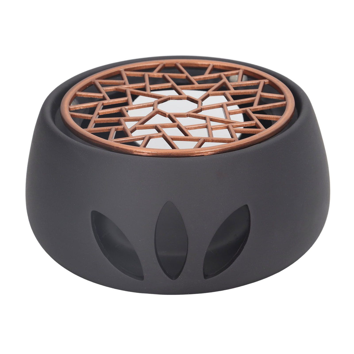 Teapot Warmer Base Ceramic Candle Heater Tea Coffee Milk Light Warmer with Purple Iron Pad for Home Black A Pad