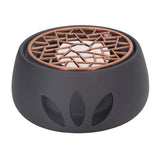 Teapot Warmer Base Ceramic Candle Heater Tea Coffee Milk Light Warmer with Purple Iron Pad for Home Black A Pad