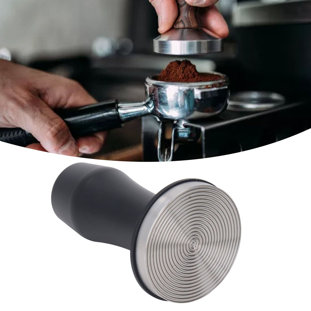 Coffee Tamper Aluminum Alloy Calibrated Tamper with Spring Loaded Stainless Steel Base for Cafe Home 58 Thread Bottom