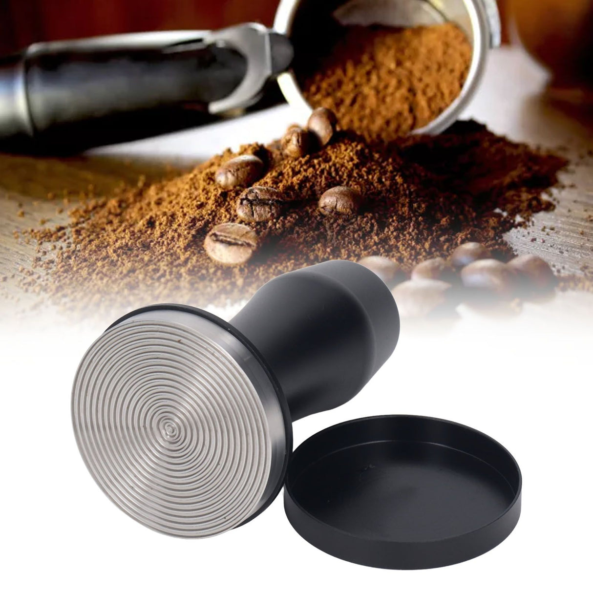 Coffee Tamper Aluminum Alloy Calibrated Tamper with Spring Loaded Stainless Steel Base for Cafe Home 58 Thread Bottom