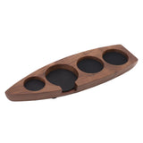 Boat Shape Coffee Tamper Holder Walnut Wood Coffee Distributor Holder Station for Cafe Western Restaurant Bar Family Kitchen 51mm - Front View