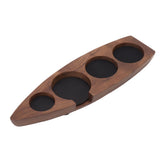 Boat Shape Coffee Tamper Holder Walnut Wood Coffee Distributor Holder Station for Cafe Western Restaurant Bar Family Kitchen 51mm