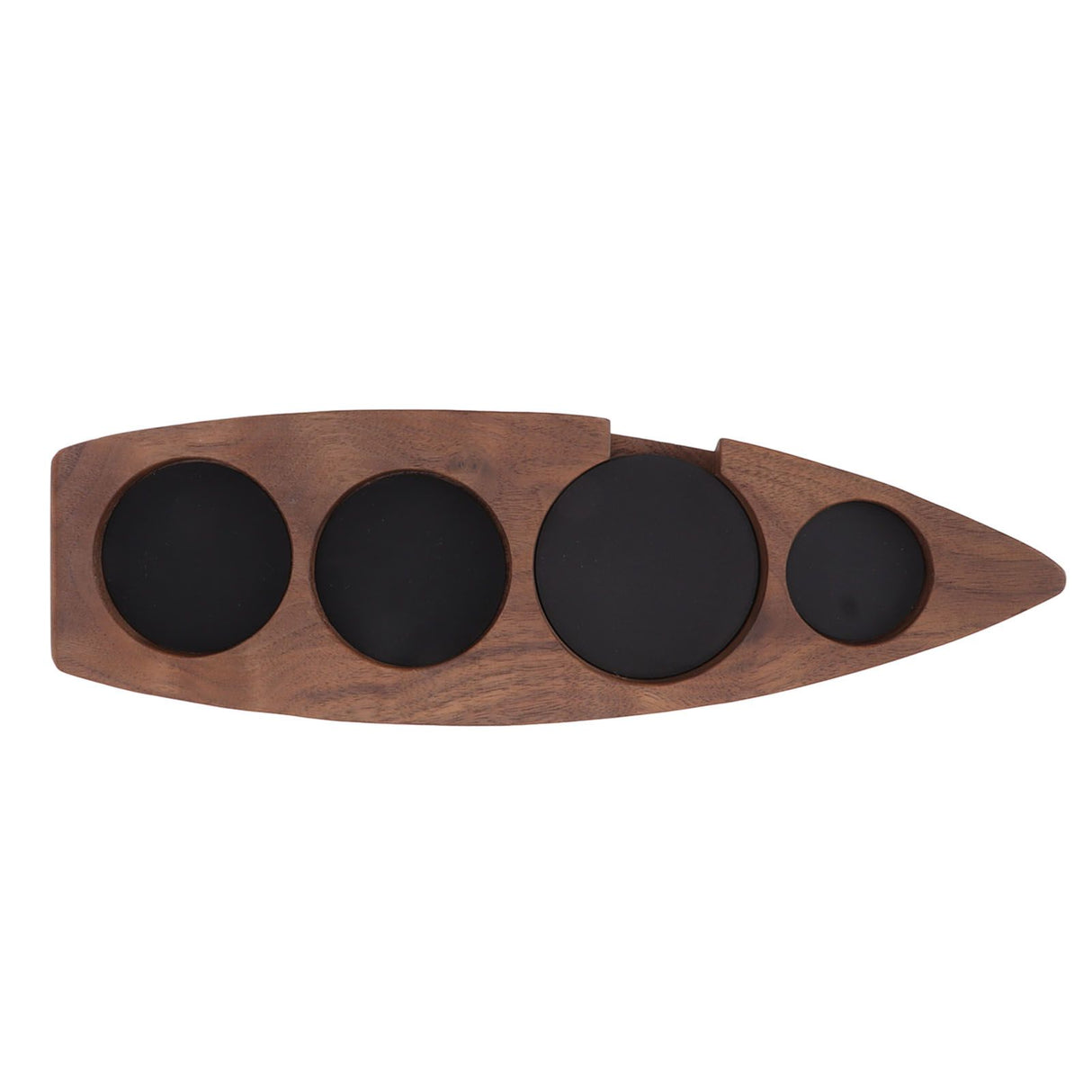 Boat Shape Coffee Tamper Holder Walnut Wood Coffee Distributor Holder Station for Cafe Western Restaurant Bar Family Kitchen 51mm