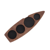 Boat Shape Coffee Tamper Holder Walnut Wood Coffee Distributor Holder Station for Cafe Western Restaurant Bar Family Kitchen 51mm