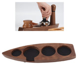 Boat Shape Coffee Tamper Holder Walnut Wood Coffee Distributor Holder Station for Cafe Western Restaurant Bar Family Kitchen 51mm - Extra Image