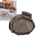 Microwave Splash Heating Cover PC Food Splatter Guard with Extension Handle for Kitchen Cooking Brown