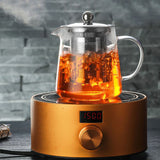 1300ml Glass Teapot Thickened Heat Resistant Clear Ergonomic Handle for Loose Leaf Blooming Tea
