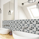 30PCS Mosaic Wallpaper PVC 3D Waterproof Oil Proof Self Adhesive Wall Sticker for Kitchen Countertops Light Grey Lattice
