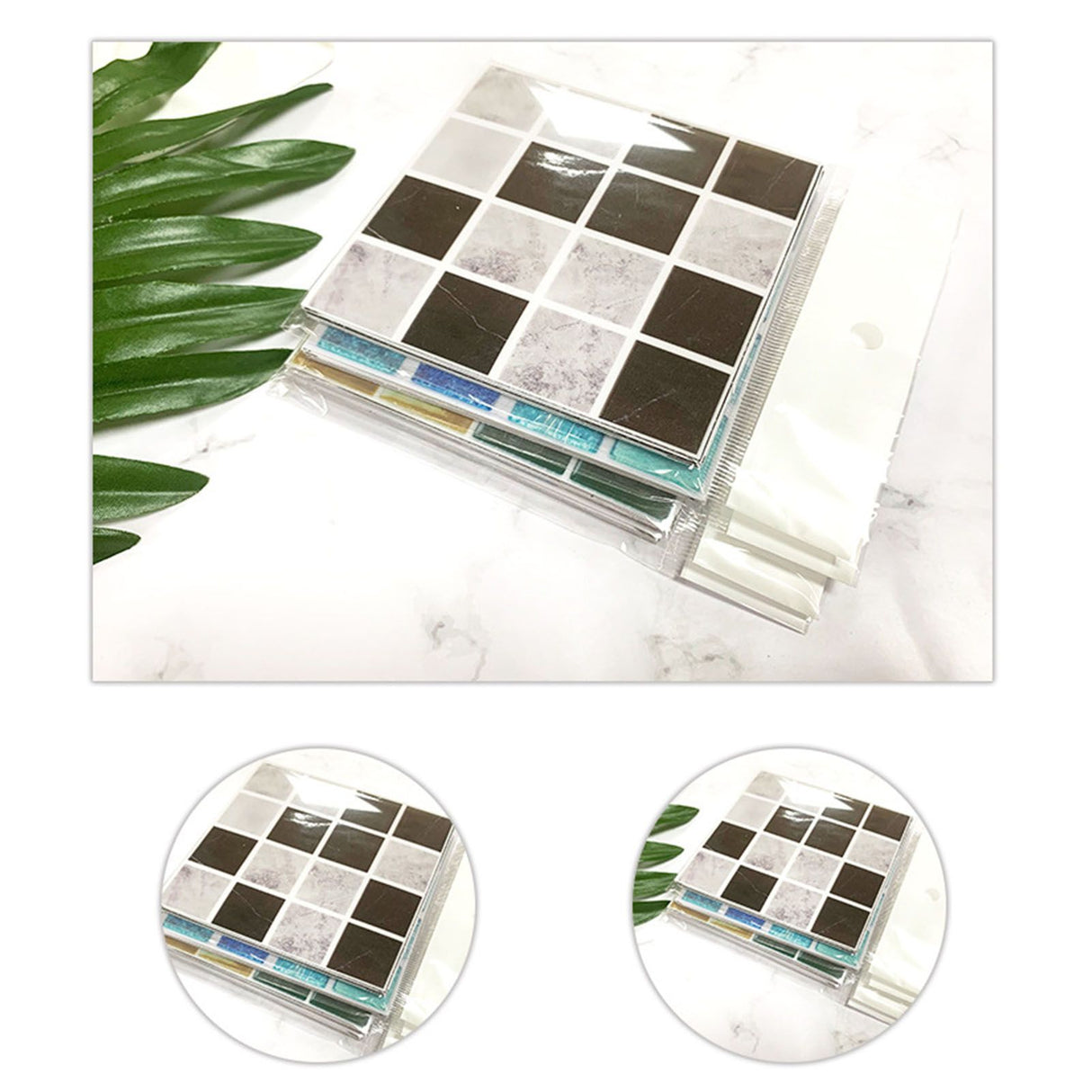 30PCS Mosaic Wallpaper PVC 3D Waterproof Oil Proof Self Adhesive Wall Sticker for Kitchen Countertops Light Grey Lattice