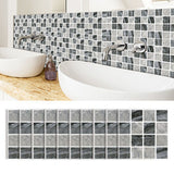 30PCS Mosaic Wallpaper PVC 3D Waterproof Oil Proof Self Adhesive Wall Sticker for Kitchen Countertops Light Grey Lattice