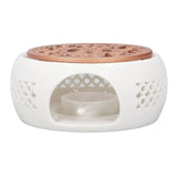 Ceramic Teapot Warmer Hollowed Pad Concave Bottom Practical Multifunction Teapot Heater for Family Office Cafe - Rear View