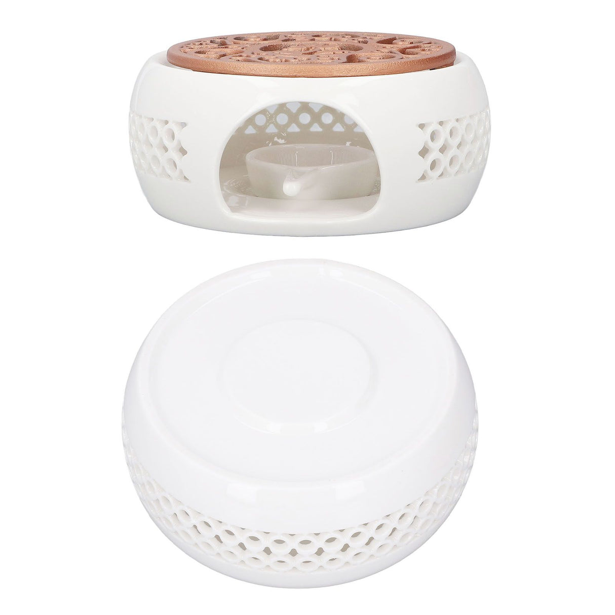 Ceramic Teapot Warmer Hollowed Pad Concave Bottom Practical Multifunction Teapot Heater for Family Office Cafe