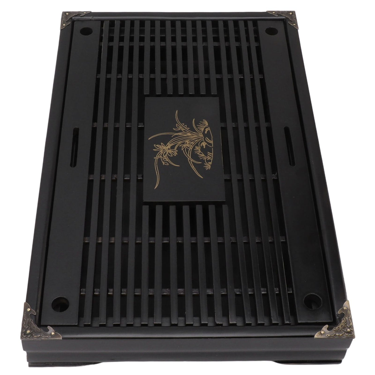 Gongfu Tea Tray Water Storage Drainage Home Decoration Ornament Serving Tray for Office Black