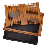 Kungfu Tea Tray Chinese Gongfu Tea Tray Drainage Water Storage Wood Tea Table with Drain Pipe Yellow Orchid