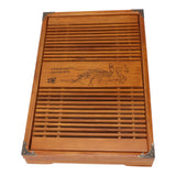 Kungfu Tea Tray Chinese Gongfu Tea Tray Drainage Water Storage Wood Tea Table with Drain Pipe Yellow Orchid - Top-Down View