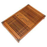 Kungfu Tea Tray Chinese Gongfu Tea Tray Drainage Water Storage Wood Tea Table with Drain Pipe Yellow Orchid