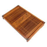 Kungfu Tea Tray Chinese Gongfu Tea Tray Drainage Water Storage Wood Tea Table with Drain Pipe Yellow Orchid