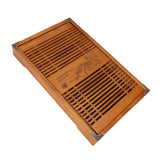 Kungfu Tea Tray Chinese Gongfu Tea Tray Drainage Water Storage Wood Tea Table with Drain Pipe Yellow Orchid