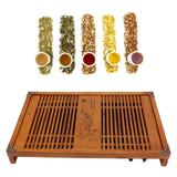 Kungfu Tea Tray Chinese Gongfu Tea Tray Drainage Water Storage Wood Tea Table with Drain Pipe Yellow Orchid