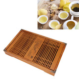 Kungfu Tea Tray Chinese Gongfu Tea Tray Drainage Water Storage Wood Tea Table with Drain Pipe Yellow Orchid - Extra Image