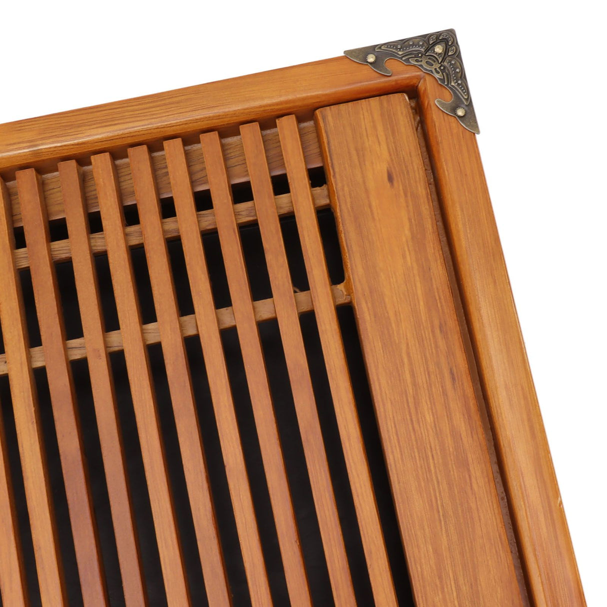 Kungfu Tea Tray Chinese Gongfu Tea Tray Drainage Water Storage Wood Tea Table with Drain Pipe Yellow Orchid