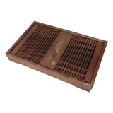 Kungfu Tea Tray Chinese Gongfu Tea Tray Drainage Water Storage Wood Tea Table with Drain Pipe Light Black Orchid - Side View