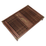 Kungfu Tea Tray Chinese Gongfu Tea Tray Drainage Water Storage Wood Tea Table with Drain Pipe Light Black Orchid
