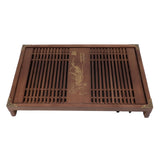 Kungfu Tea Tray Chinese Gongfu Tea Tray Drainage Water Storage Wood Tea Table with Drain Pipe Light Black Orchid