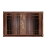 Kungfu Tea Tray Chinese Gongfu Tea Tray Drainage Water Storage Wood Tea Table with Drain Pipe Light Black Orchid