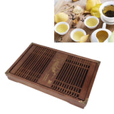 Kungfu Tea Tray Chinese Gongfu Tea Tray Drainage Water Storage Wood Tea Table with Drain Pipe Light Black Orchid