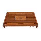 Chinese Style Kongfu Tea Tray Wooden Teaboard Drainage Water Storage Serving Tray Orchid Pattern Yellow - Close-Up Angle